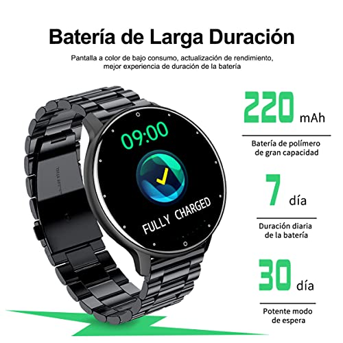 EASYTAO Smartwatch Hombre, Reloj Inteligente Impermeable IPX67, Monitor De Frecuencia Cardíaca/Oxígeno en Sangre/Presión Arterial, Múltiples Modos Deportivos, Monitor De Calorías(Incluye Dos Correas)